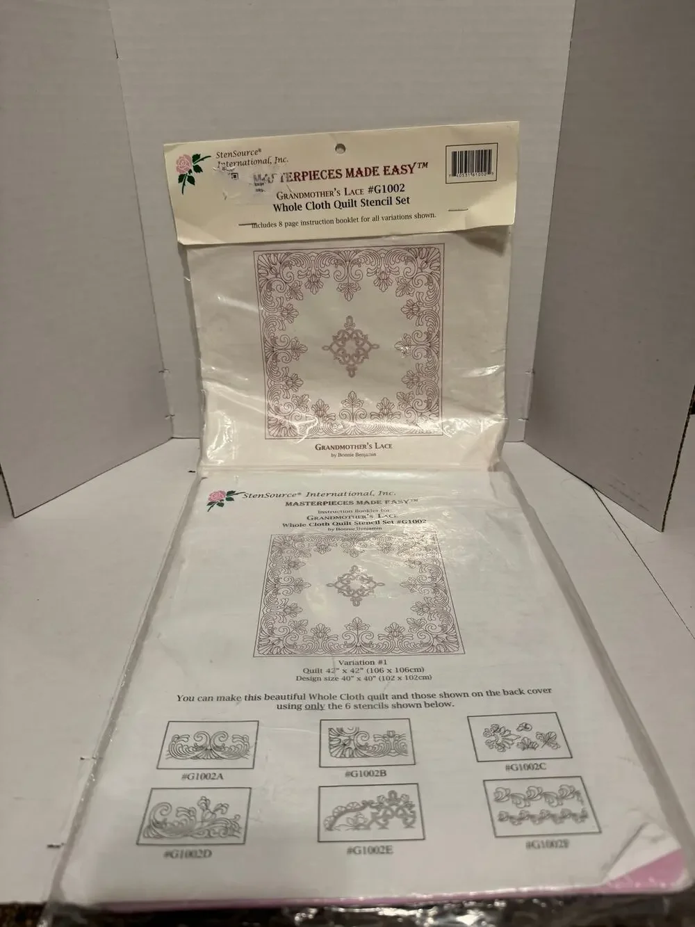 Vintage Grandmother’s Lace G1002 Whole Cloth Quilt Stencil Set New Sealed